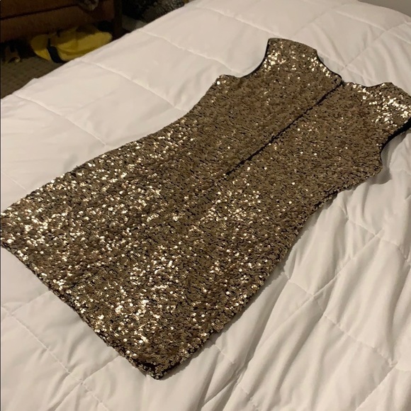 Gold Sequins Mini Party Dress - Picture 2 of 2